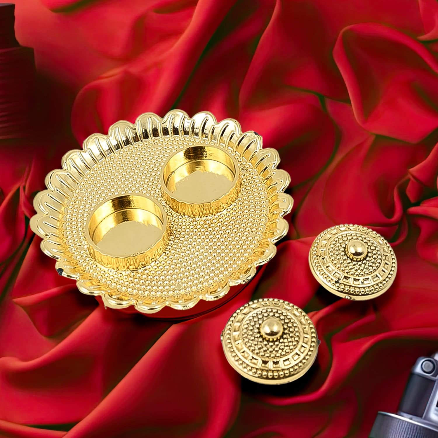 puja thali with kumkum holder