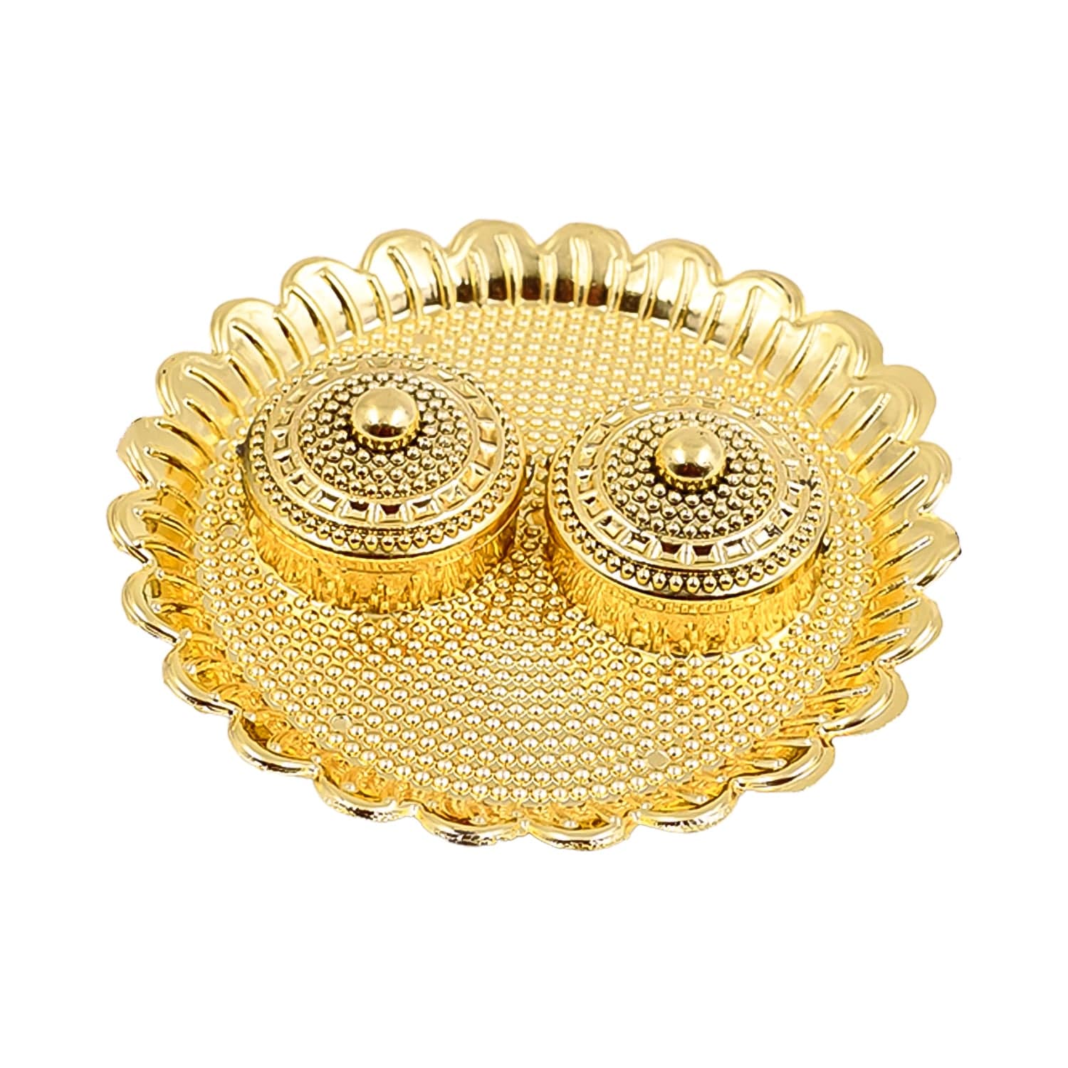 Round Puja Thali with Kumkum Holder - Image 5