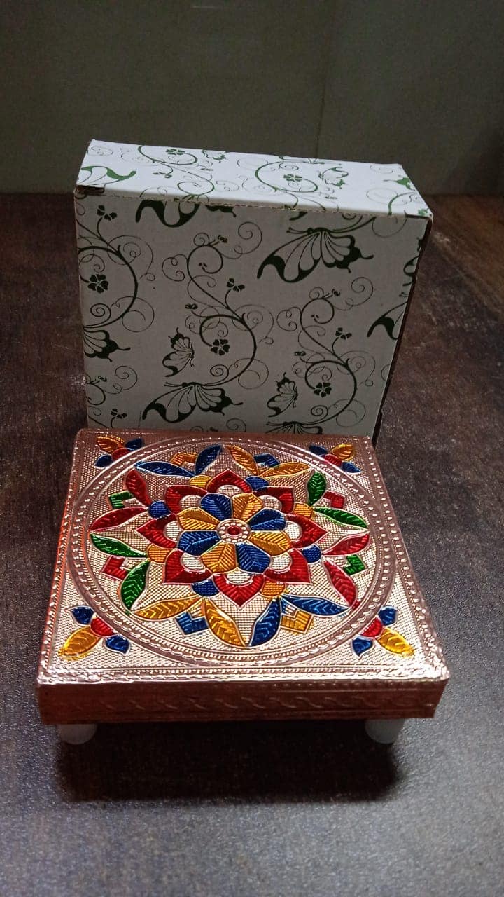 Meenakari Wooden Puja Chowki - Image 7